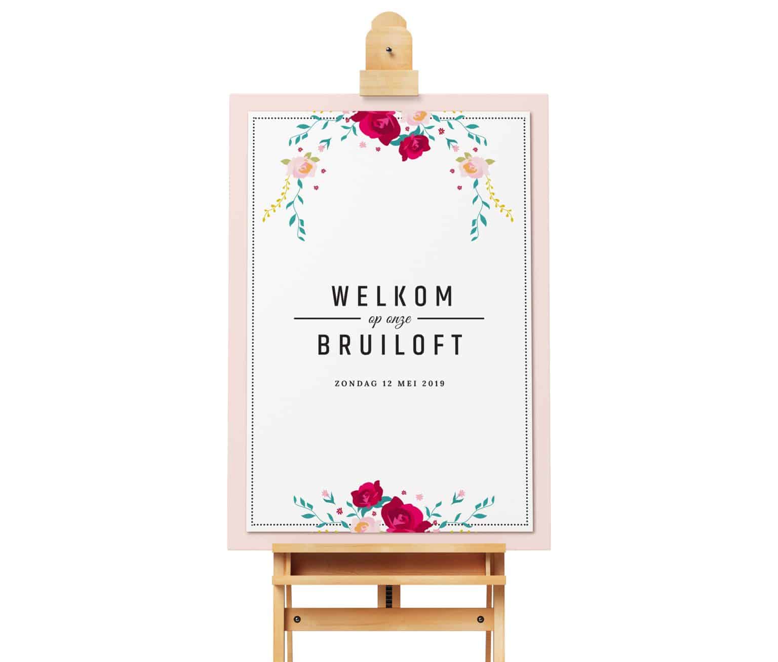 Welkomstbord | bruiloft | rond | gouden krans Welkomstbord | bruiloft | rond | gouden krans